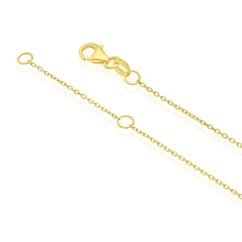 9ct Yellow Gold 16+2" Cubic Zirconia Open Circle Pendant Necklace