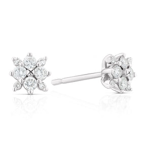 9ct White Gold 0.25ct Diamond Flower Earrings