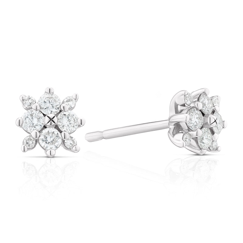 9ct White Gold 0.25ct Diamond Flower Earrings