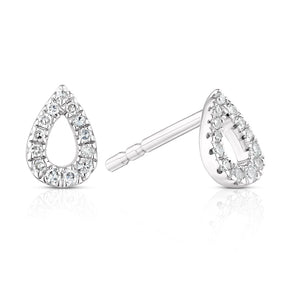 Sterling Silver Diamond Open Pavé Pear Shaped Stud Earrings