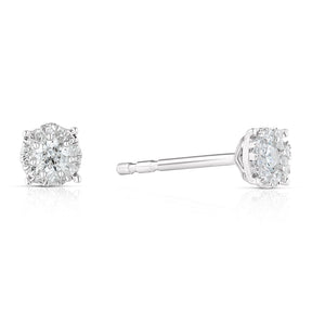 9ct White Gold 0.20ct Diamond Round Cluster Stud Earrings