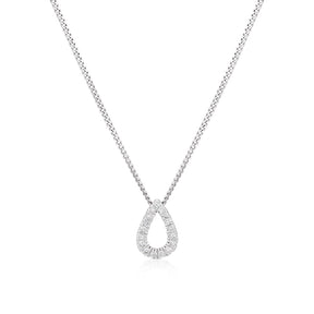 Sterling Silver Diamond Open Pear Shaped Pendant