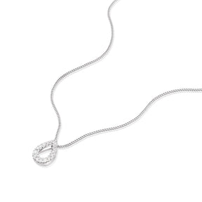 Sterling Silver Diamond Open Pear Shaped Pendant