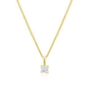 9ct Yellow Gold 18" 0.15ct Diamond Pendant