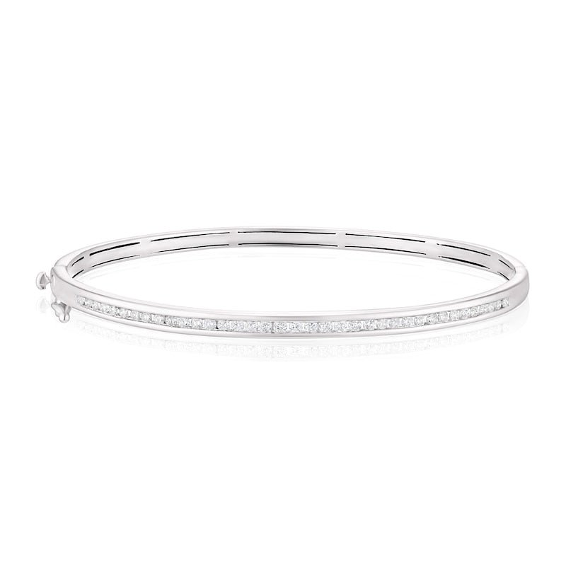 9ct White Gold 0.50ct Diamond Channel Set Bangle