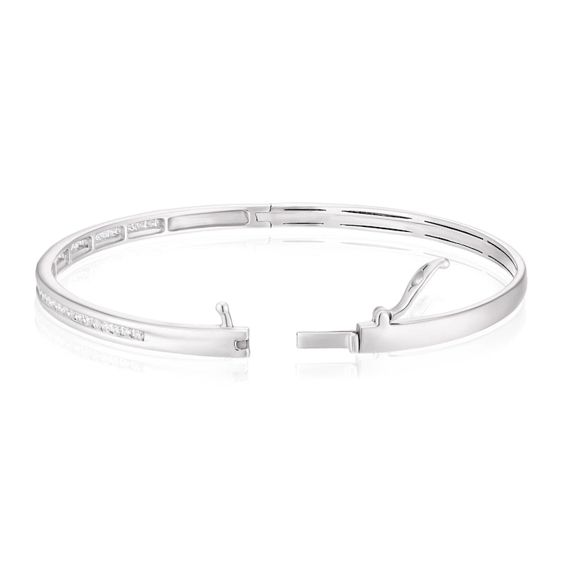 9ct White Gold 0.50ct Diamond Channel Set Bangle