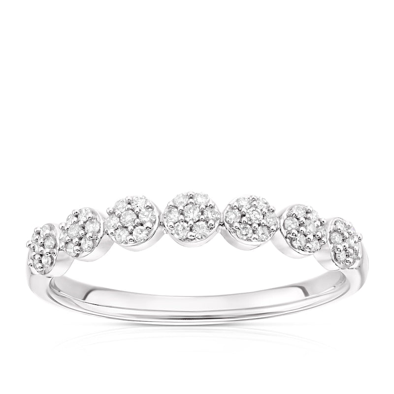Sterling Silver 0.15ct Diamond Round Cluster Eternity Ring