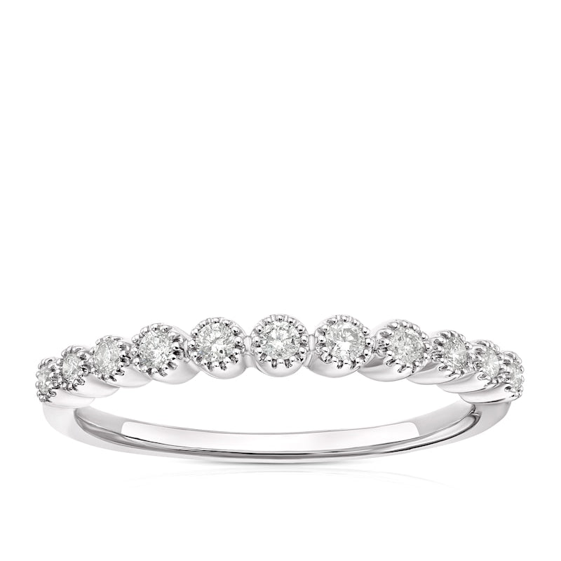 9ct White Gold Milgrain Eternity 0.15ct Diamond Ring