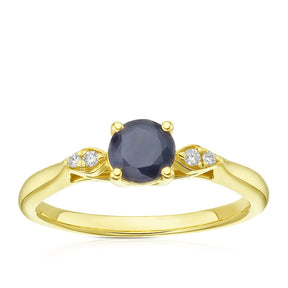 9ct Yellow Gold Sapphire & Diamond Ring