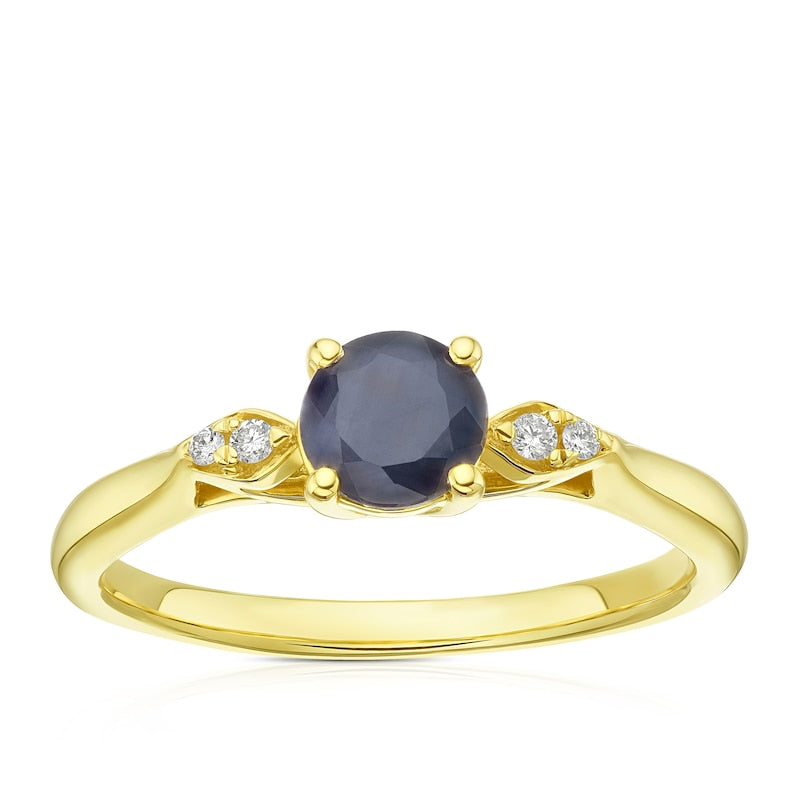 9ct Yellow Gold Sapphire & Diamond Ring