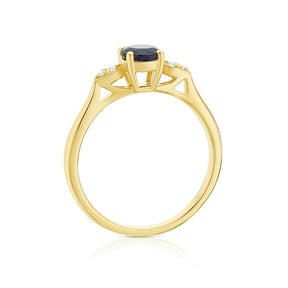 9ct Yellow Gold Sapphire & Diamond Ring