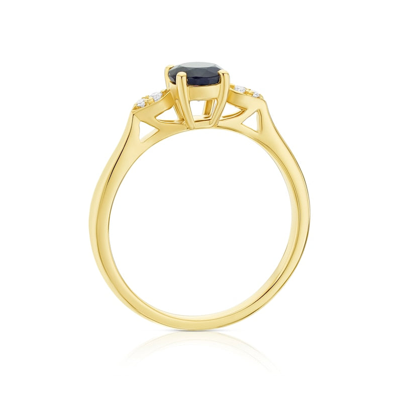 9ct Yellow Gold Sapphire & Diamond Ring