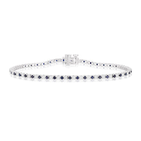9ct White Gold Sapphire & 1ct Diamond Tennis Bracelet