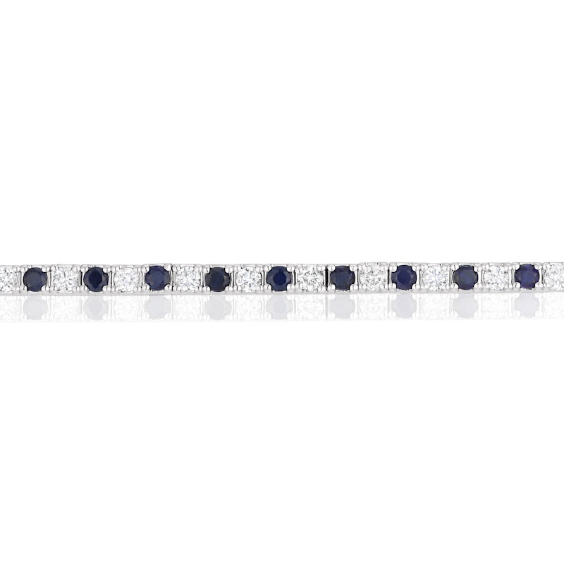 9ct White Gold Sapphire & 1ct Diamond Tennis Bracelet