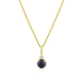 9ct Yellow Gold Sapphire & Diamond Pendant Necklace
