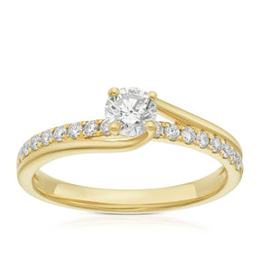 Engagement Ring 18ct Yellow Gold Twisted Solitaire 0.50ct Diamond Ring
