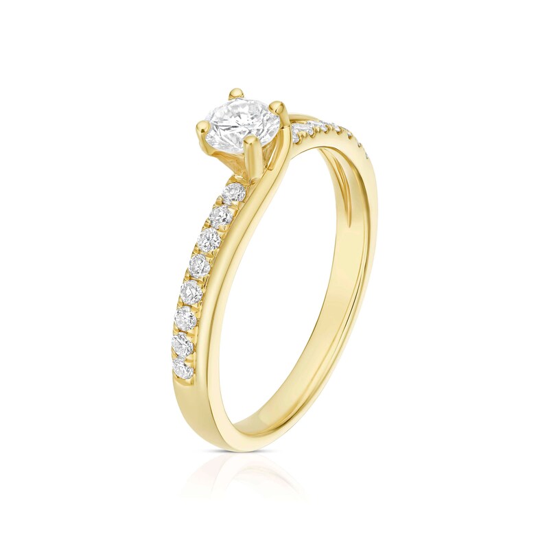 Engagement Ring 18ct Yellow Gold Twisted Solitaire 0.50ct Diamond Ring