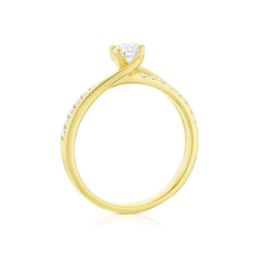 Engagement Ring 18ct Yellow Gold Twisted Solitaire 0.50ct Diamond Ring