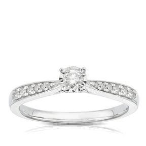 9ct White Gold 0.16ct Diamond Illusion Solitaire Ring