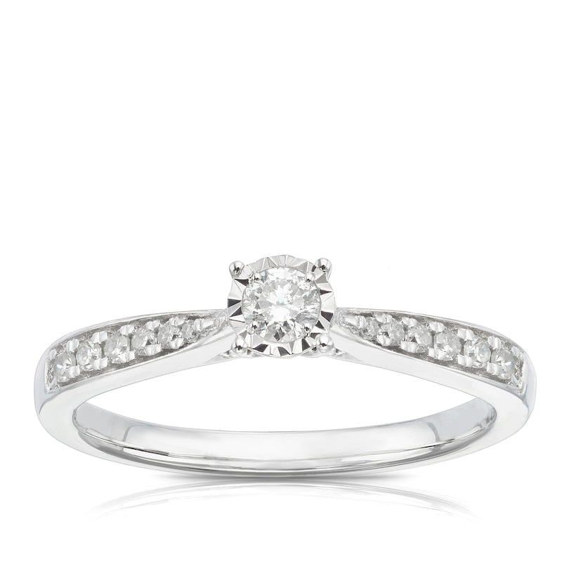 9ct White Gold 0.16ct Diamond Illusion Solitaire Ring