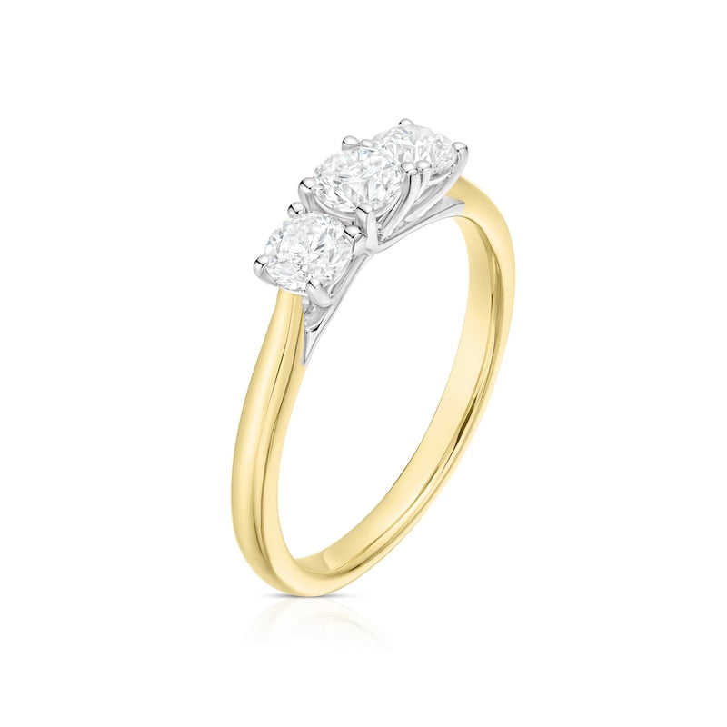 Engagement Ring 18ct Yellow Gold Trilogy Round Cut 0.75ct Diamond Ring