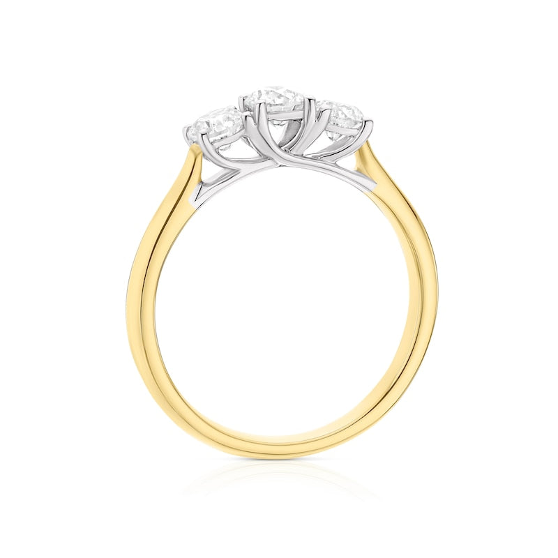 Engagement Ring 18ct Yellow Gold Trilogy Round Cut 0.75ct Diamond Ring