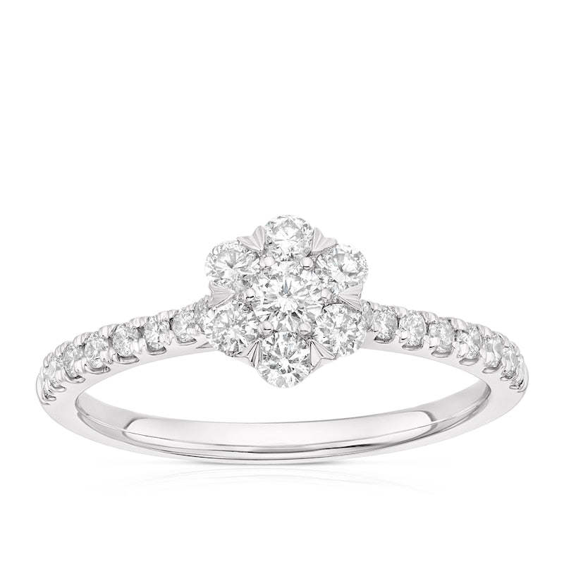 Engagement Ring Platinum Flower Shaped Cluster 0.50ct Diamond Ring