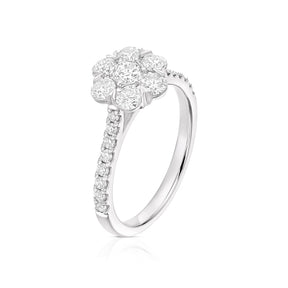 Engagement Ring Platinum Flower Shaped Cluster 1ct Diamond Ring