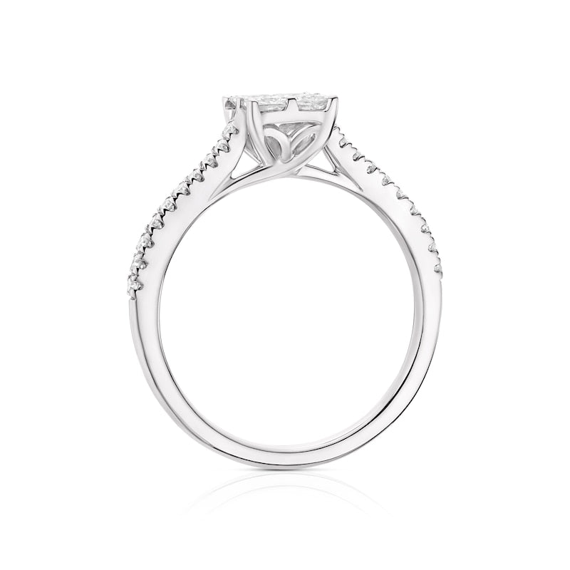 Engagement Ring 14ct White Gold Princess Cut Cluster 0.50ct Diamond Ring