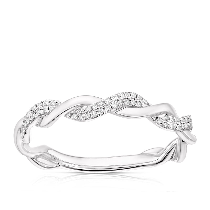 14ct White Gold Twist Eternity 0.10ct Diamond Ring