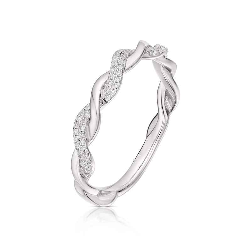 14ct White Gold Twist Eternity 0.10ct Diamond Ring
