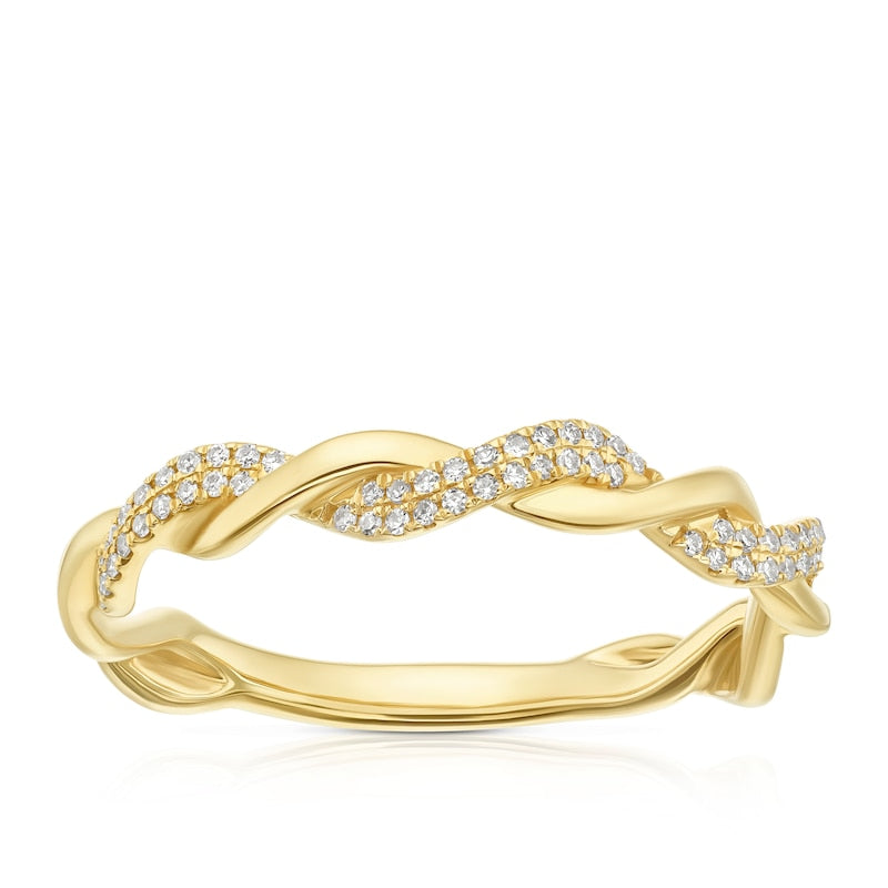 14ct Yellow Gold Twist Eternity 0.10ct Diamond Ring