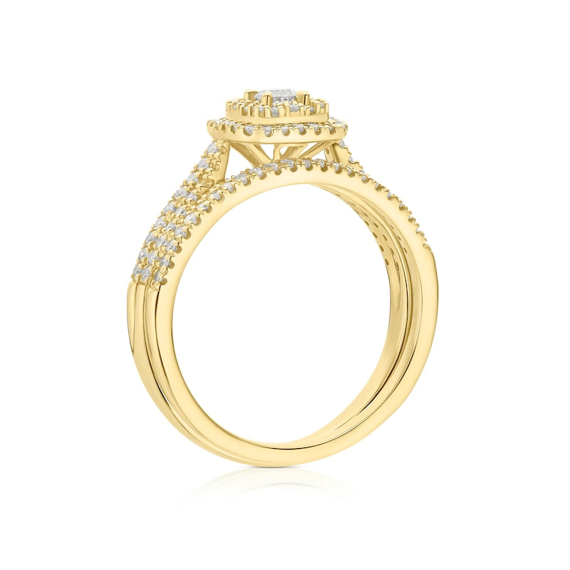Engagement Ring 9ct Yellow Gold Cushion Shaped Twist 0.50ct Diamond Ring