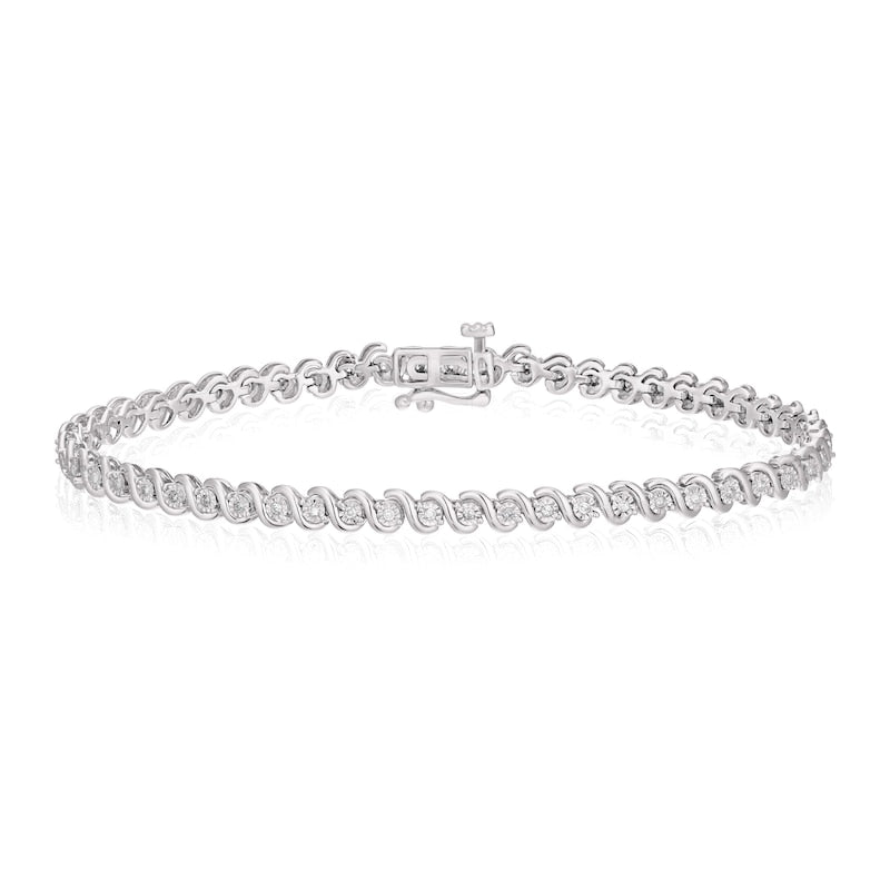 9ct White Gold 0.25ct Diamond Tennis Bracelet