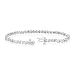 9ct White Gold 0.25ct Diamond Tennis Bracelet