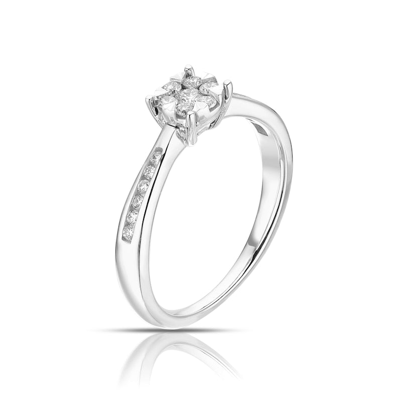 Engagement Ring 9ct White Gold Cluster 0.25ct Diamond Ring