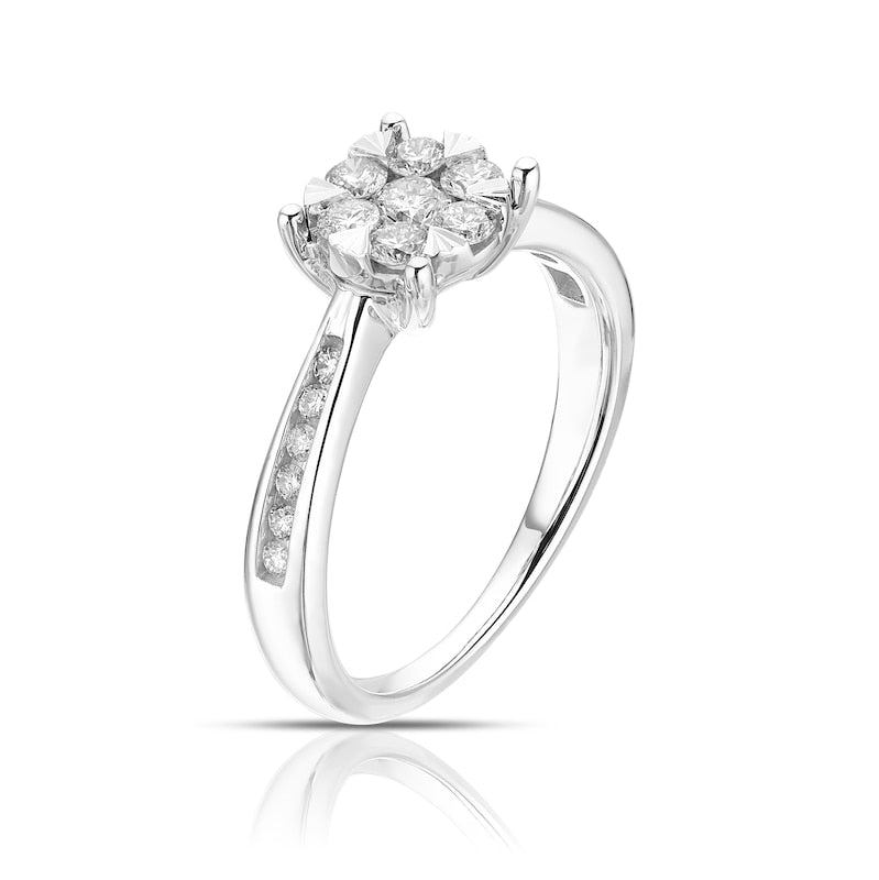 Engagement Ring 9ct White Gold Cluster 0.50ct Diamond Ring