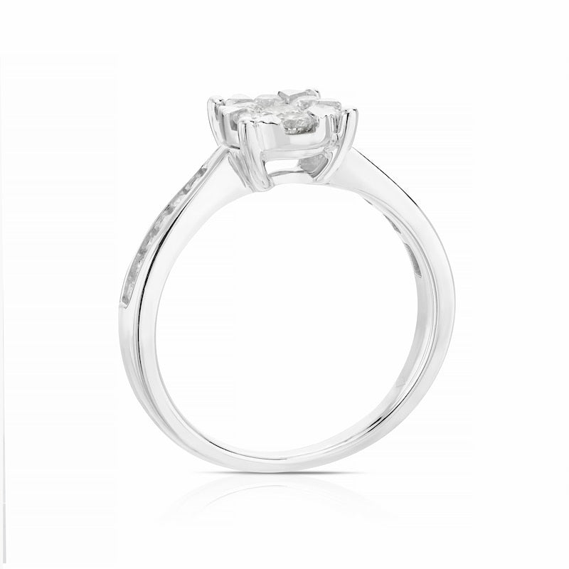 Engagement Ring 9ct White Gold Cluster 0.50ct Diamond Ring