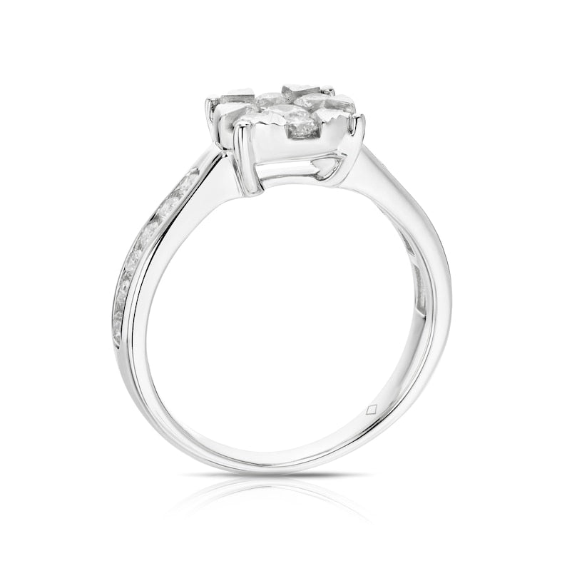 Engagement Ring 9ct White Gold Cluster 0.75ct Diamond Ring
