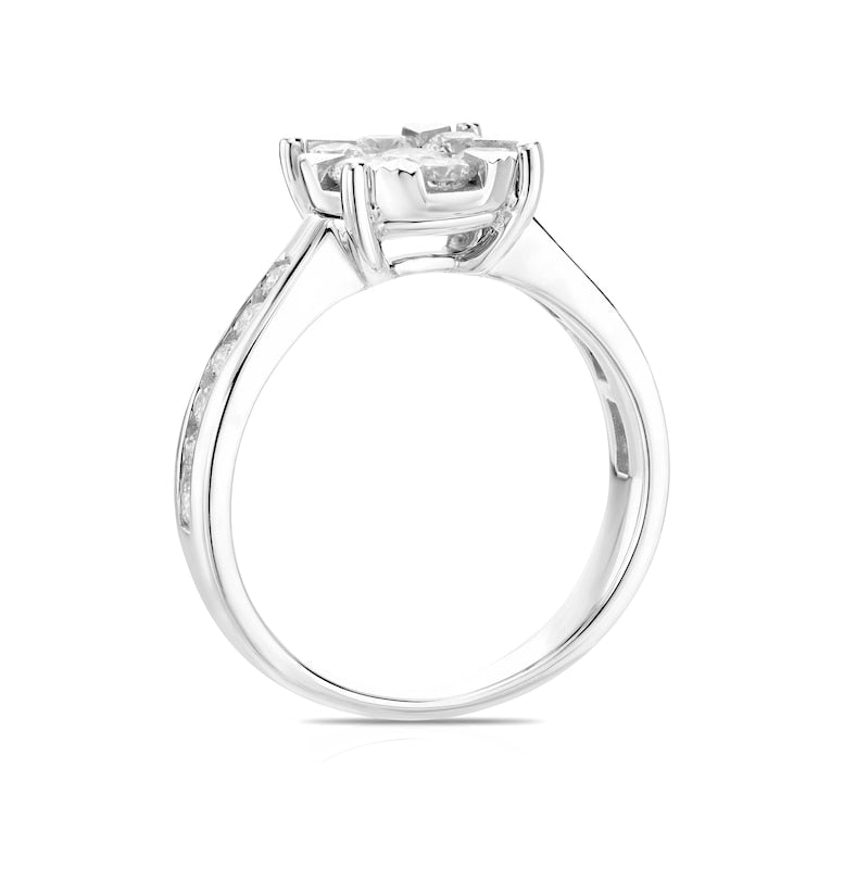 Engagement Ring 9ct White Gold Cluster 1ct Diamond Ring