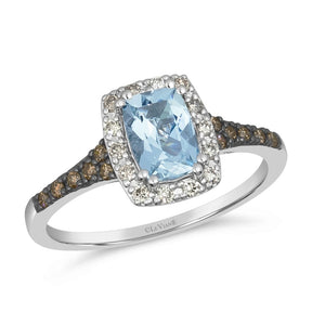 Le Vian 14ct White Gold Sea Blue Aquamarine & 0.20ct Diamond Ring