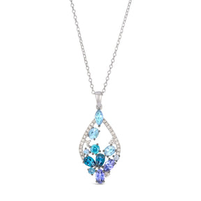 Le Vian 14ct White Gold 0.30ct Diamond & Multistone Pendant Necklace