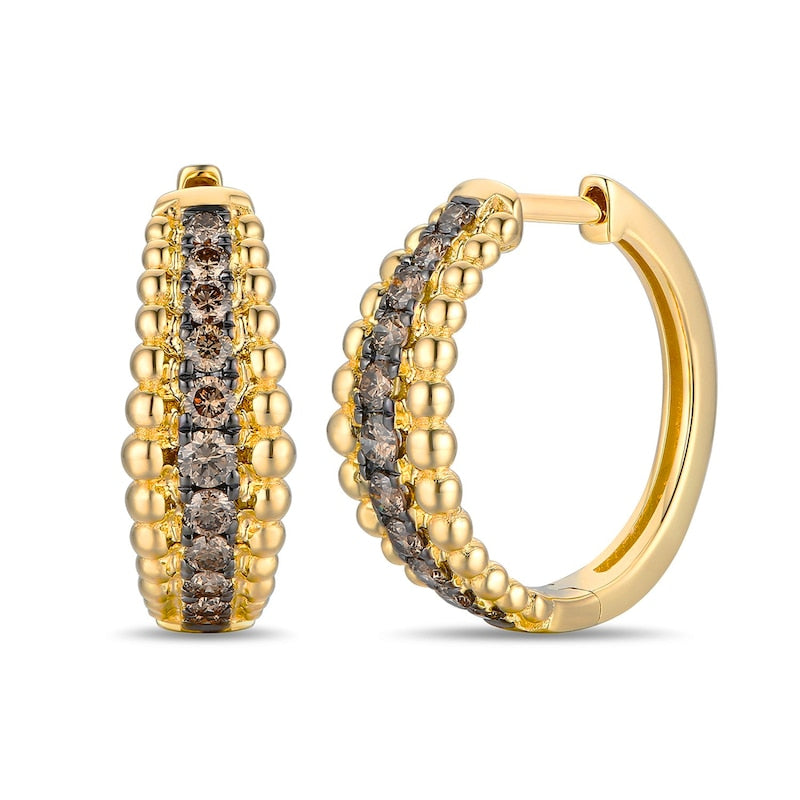 Le Vian 14ct Yellow Gold 0.50ct Chocolate Diamond Hoop Earrings