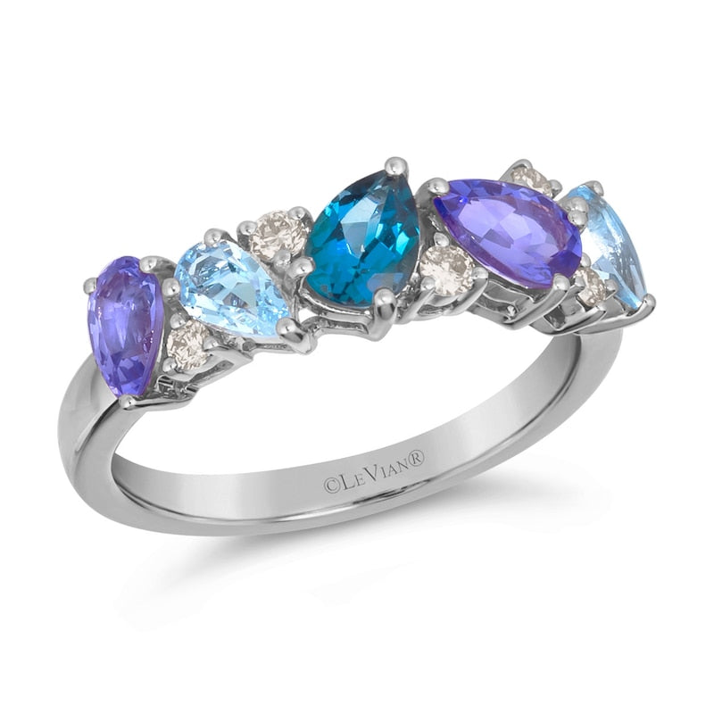 Le Vian 14ct White Gold 0.12ct Diamond & Multistone Pear Cut Ring