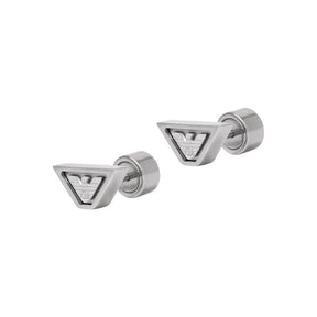 Emporio Armani Stainless Steel Logo Stud Earrings