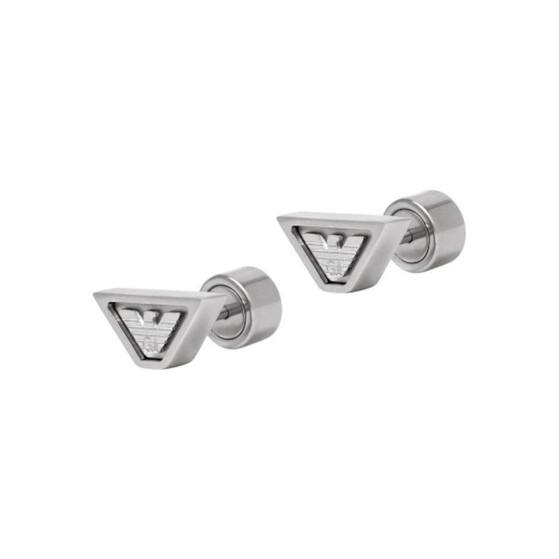 Emporio Armani Stainless Steel Logo Stud Earrings