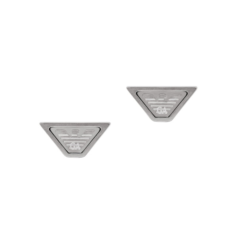 Emporio Armani Stainless Steel Logo Stud Earrings