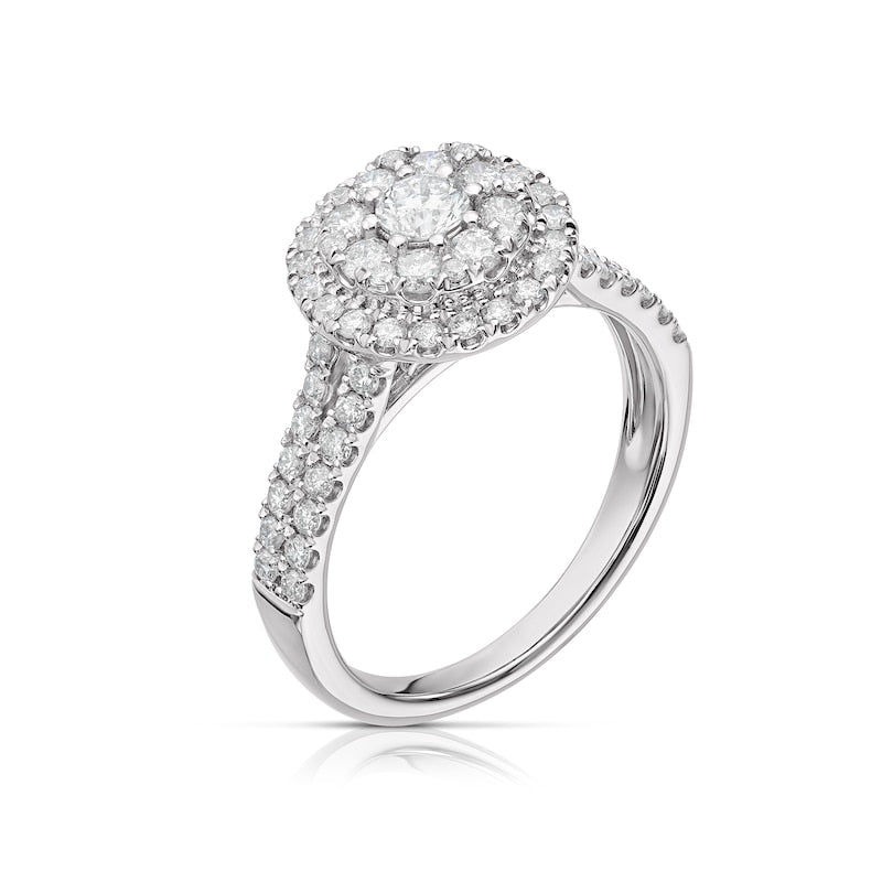 Engagement Ring Platinum Round Double Halo 1ct Diamond Ring