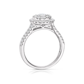 Engagement Ring Platinum Round Double Halo 1ct Diamond Ring