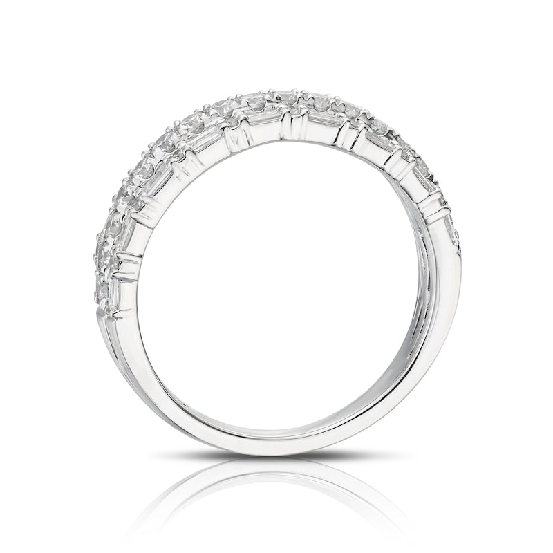 Platinum Round & Baguette Cut Eternity 0.70ct Diamond Ring